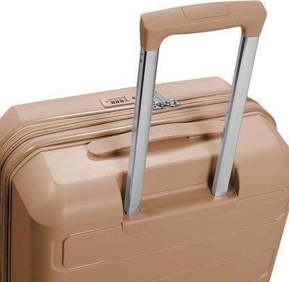 Traveler's Choice Pagosa Indestructible Hardshell Expandable Spinner Luggage, Latte Beige, 26-Inch Medium