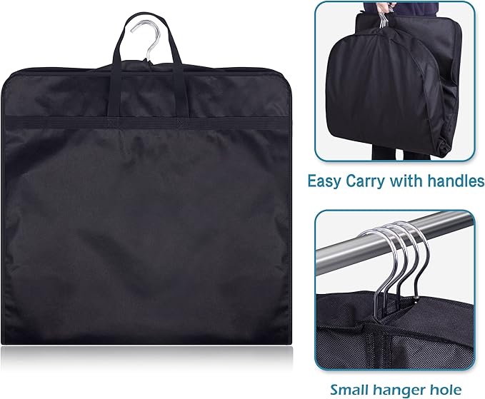 KIMBORA 43" Garment Bag for Travel, Gusseted Suit Bags for Men with Handle Garment Bags for Hanging Clothes Storage Suit Cover for Coats, Jackets, Shirts