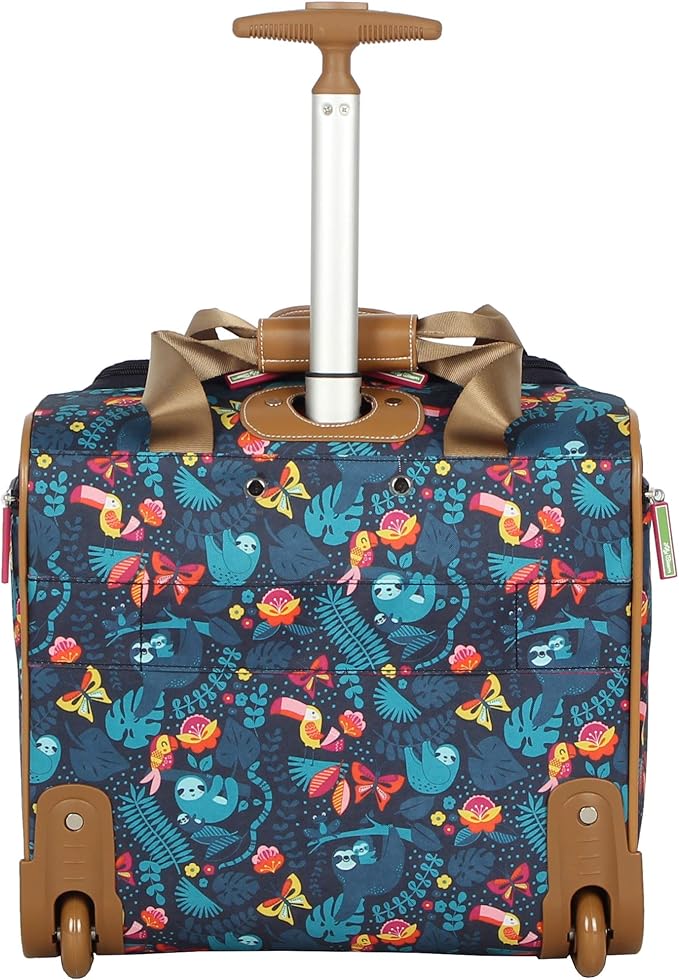 Lily Bloom Designer 15 Inch Carry On - Weekender Overnight Business Travel Luggage - Lightweight 2- Rolling Wheels Suitcase - Under Seat Rolling Bag for Women (Sloth to Me)