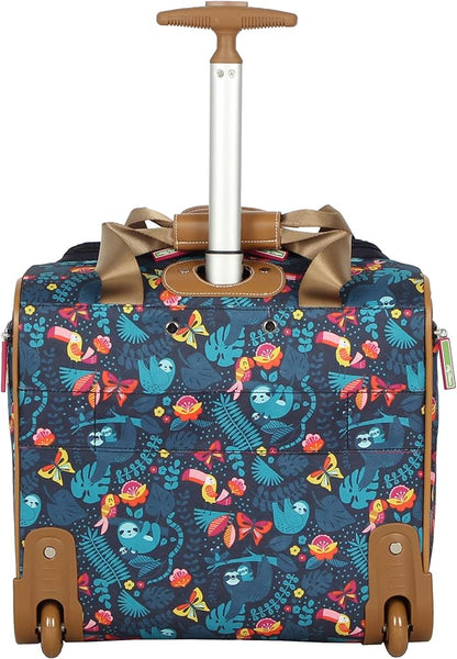 Lily Bloom Designer 15 Inch Carry On - Weekender Overnight Business Travel Luggage - Lightweight 2- Rolling Wheels Suitcase - Under Seat Rolling Bag for Women (Sloth to Me)