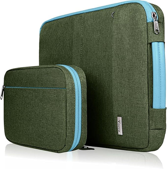Voova Laptop Sleeve Case 15.6 Inch Compatible with MacBook Air 15 M2/M3/M4, MacBook Pro 15/16, 15-16" Hp Lenovo Dell Acer, 2 in 1 Waterproof Computer Bag with Detachable Accessory Pouch, Army Green