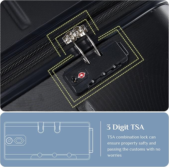 OLIXIS 21 Inch Carry-On Luggage, Hardside Suitcase with Spinner Wheels, Lightweight ABS Hard Shell Travel Luggage, TSA Approved Lock, Expandable Small Suitcase for Business & Travel–Black