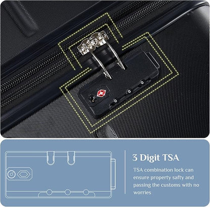 OLIXIS 21 Inch Carry-On Luggage, Hardside Suitcase with Spinner Wheels, Lightweight ABS Hard Shell Travel Luggage, TSA Approved Lock, Expandable Small Suitcase for Business & Travel–Black