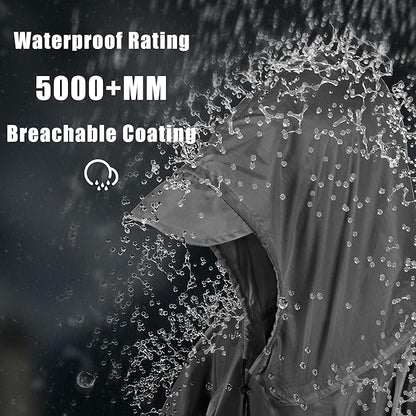 Coralrain Hooded Rain Poncho Lightweight Waterproof Unisex Raincoat Jacket with Pocket for Men Women Adult