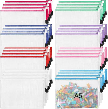Jetec 32 Pcs Mesh Zipper Bags Toy Storage Bikini Organizer Bag Bolsas Para Guardar Trajes De Bano Waterproof Zipper Reusable Pouch Puzzle Multipurpose for Storage Office(Classic Color,9 x 7 Inch)