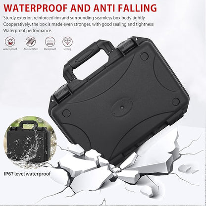 Hard Case with IP67 Waterproof Shockproof Tool Box for Microphone, Drones, Camera, Equipments, Portable Storage Case, 14 x 10.6 x 6.3 Inch