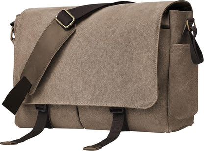 Messenger Bag for men Laptop Bag UnisexRetro Canvas Bag14-15.6 inches Casual single shoulder bag For Work College Travel