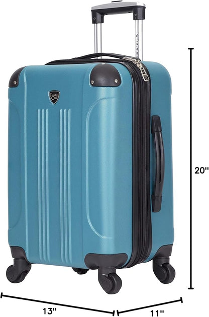 Travelers Club Chicago Hardside Expandable Spinner Luggage, Teal, 3 Piece Set