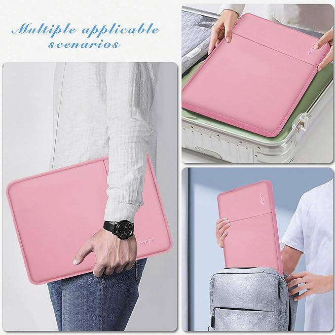 Slim Laptop Case 13.3 14 inch Sleeve, Rainproof & Shockproof Carrying Case for Notebooks Compatible with MacBook Pro 14" and All Models 13.3" MacBook Air/Pro, Most Popular 13"-14" PC,Pink