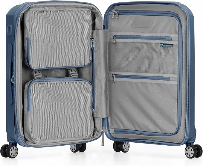 Traveler's Choice Pagosa Indestructible Hardshell Expandable Spinner Luggage, Slate Blue, 22-Inch Carry-on