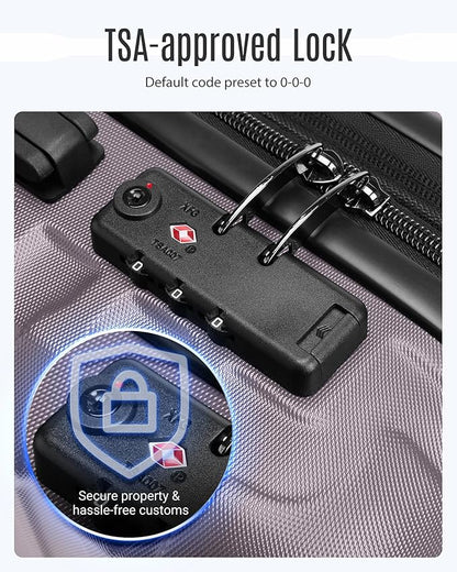 LIGHT FLIGHT Luggage Sets, 3 Piece Durable Suitcase Set with Spinner Wheels, 3 Pcs Hardside Lightweight luggage with TSA Lock, Large Checked Travel Suitcases, 20/24/28 Inch, Rose Purple