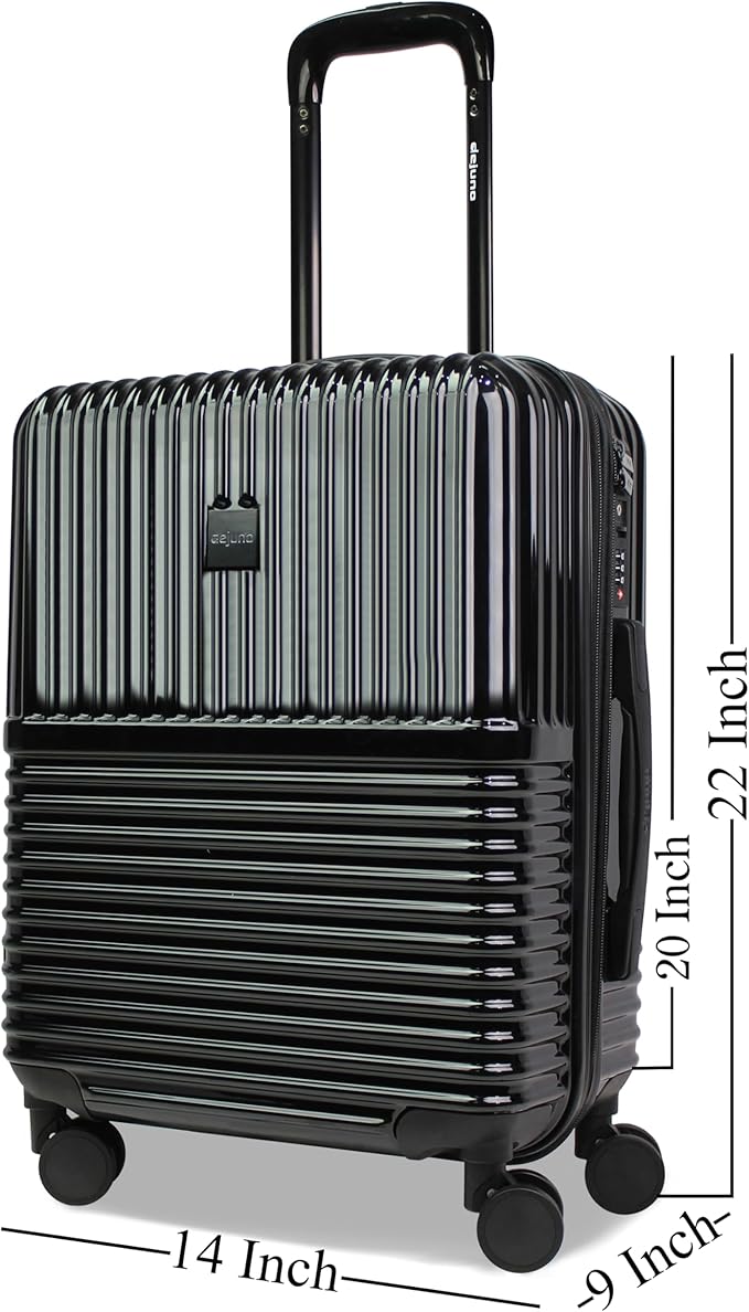 World Traveler Dejuno Tonal 20-Inch Carry-On Polycarbonate Lightweight Hardside Expandable Spinner Luggage Suitcase with TSA Lock - Onyx