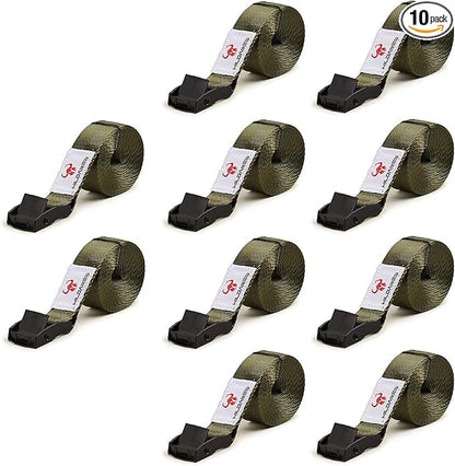 1" x 6.6' Trail Cam Strap,1800 lbs Heavy-Duty Trail Camera Straps, Game Cam Mounting,Tree Belts,Durable Nylon Fiber,Long-Lasting Alloy Buckle (Army Green 10Pcs)