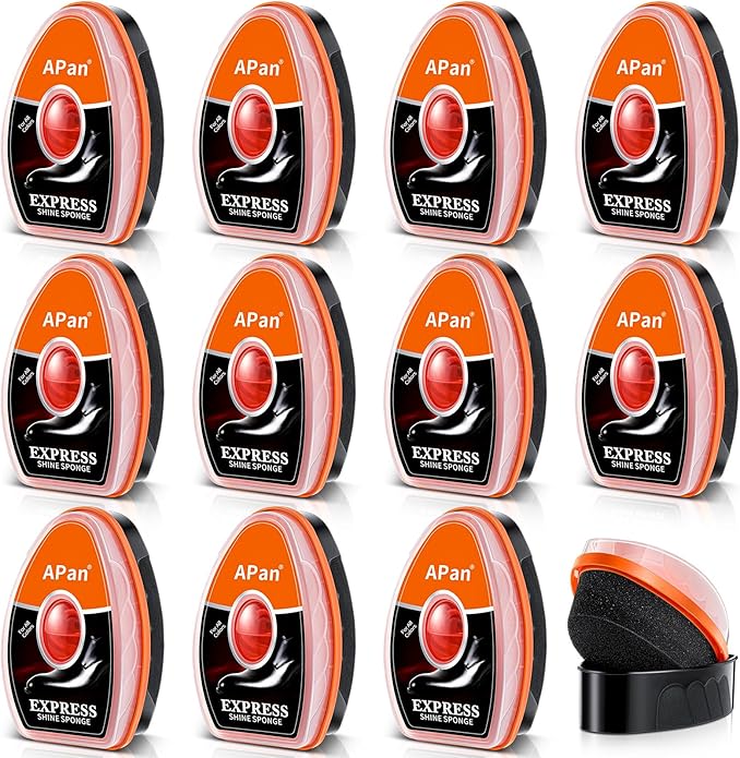 Loopeer 12 Pcs Shoe Shine Sponge Bulk, Instant Leather Shoes Shiner Care for Boots, Leather Accessories Quick Cleaning