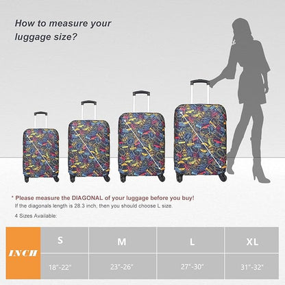 Explore Land Travel Luggage Cover Suitcase Protector Fits 27-30 Inch Case (Stamp, L)