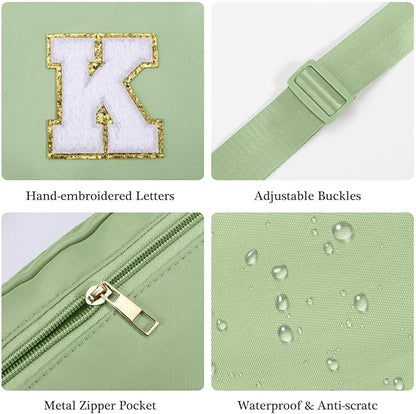 YOOLIFE Gifts for Girls - Crossbody Bag for Kids, Personalized Communion & Birthday Gifts, Green Initial Belt Bag
