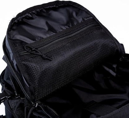 25 L Tactical Backpack: durable military-style backpack with MOLLE system for everyday use, travel, gym, hiking, fishing, camping, and outdoor sports. (BLACK 25L)