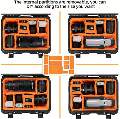 Protective Camera Case 16 X 10.6 X 5 Inch Shockproof Water-resistant with Adjustable Dividers (Can hold cameras, pistols, gear, equipment)