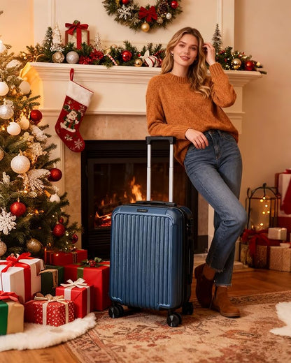 LIGHT FLIGHT Carry On Luggage 22x14x9 Airline Approved, Durable Hard Shell Carry On Suitcases with Wheels, Expandable Hardside Lightweight Travel Luggage with TSA Lock 20 Inch Carry on, Royal Blue