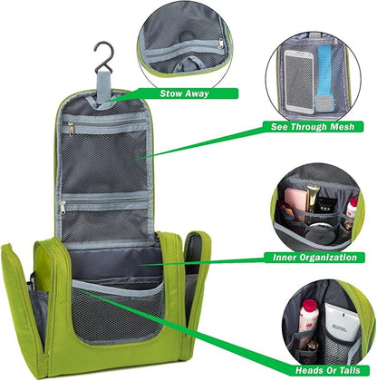 Bago Travel Toiletry Bag for Women and Men X-Large Waterproof Hanging Large Toiletry Bag for Bathroom and Travel Bag for Toiletries Organizer - Makeup Bag (Green)