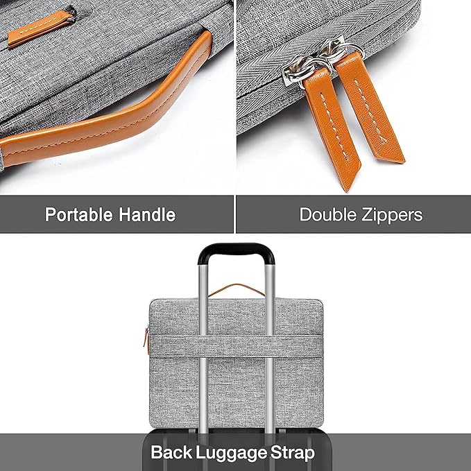 MOSISO 360 Protective Laptop Case 13 inch, 13 inch Laptop Sleeve Compatible with MacBook Air M4 M3 M2 M1 2025-2018/Pro M2 M1 2025-2016, Side Open Carrying Case with 4 Zipper Pockets&Handle, Gray