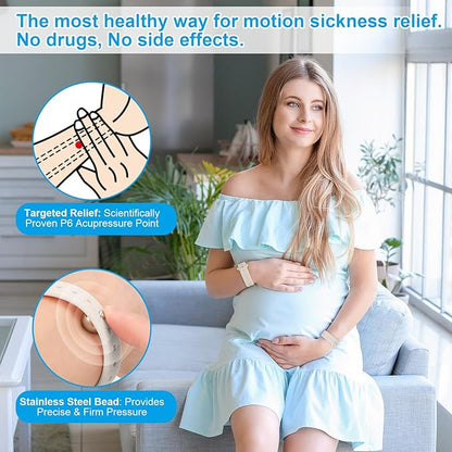 Motion Sickness Bands Sea Sickness Wristbands Anti Nausea Wristband Nausea Bands for Morning Sickness Relief Sea Bands for Motion Sickness Bracelet Cruise(1 Pair Star Light)