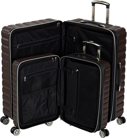 Kenneth Cole REACTION Madison Square Lightweight Hardside Chevron Expandable Spinner Luggage, Chocolate Brown, 2-Piece Set (20" & 28")