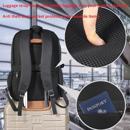 Laptop Backpack for Men Women, Travel Business Backpack with USB Charging Port and Anti Theft Pocket, Fits 17 Inch Laptop,Black