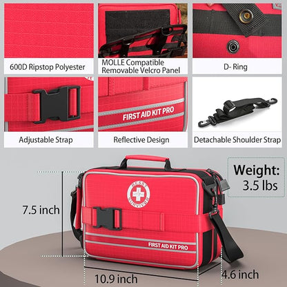 Comprehensive First Aid Kit for Home, Premium Emergency Trauma Kits with Shoulder Strap for Car Camping Gear, Waterproof Survival Kit, Home Essentials, Outdoor Emergency Medical Supplies -324 Piece