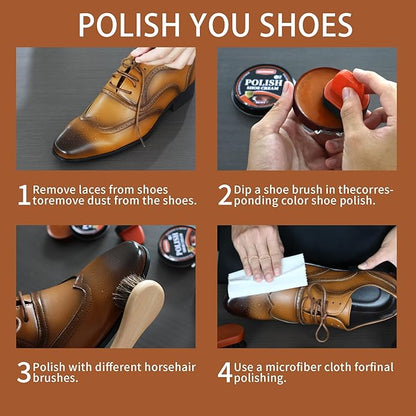Black Brown Shoe Polish Kit Saddle Soap Mink Oil Leather Boot Shoe Shine Kit Conditioner Cream Wax Care Clearner Set
