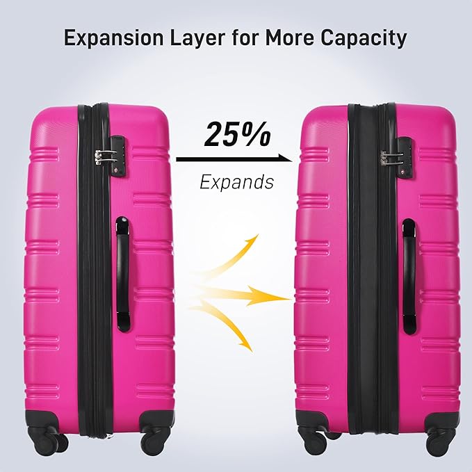Merax Luggage Sets 13 Piece Suitcase Set 16/20/24/28 IN,Carry on Luggage and Travel Bag TSA Lock Expandable,Hard Case Luggage with Spinner Wheels,Pink