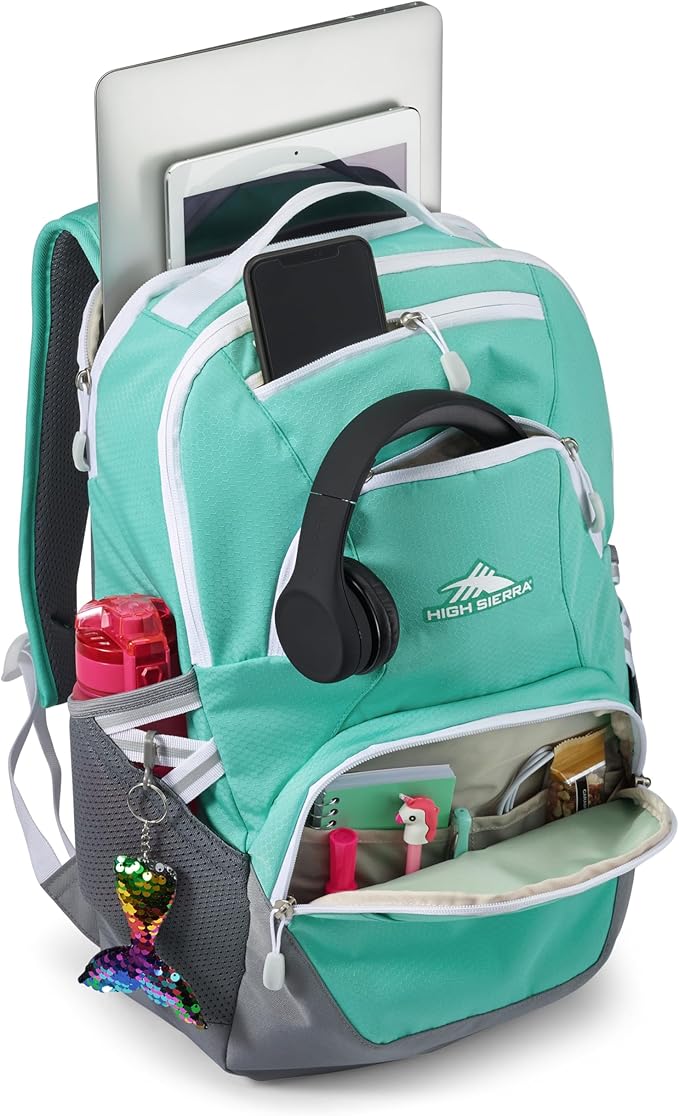 High Sierra Swoop SG Backpack, Travel or Work Laptop Bookbag with Drop Protection Pocket, and Tablet Sleeve, One Size, Aquamarine