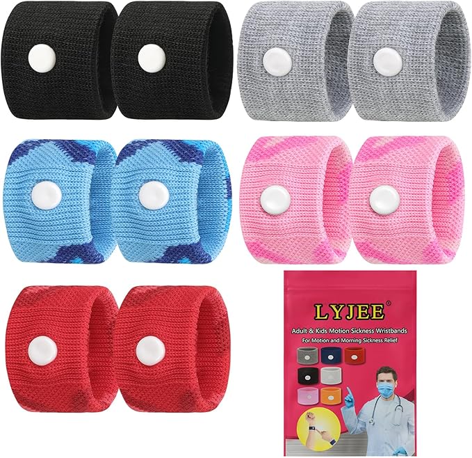 LYJEE Motion Sickness Bracelets for Adults and Kids Motion Sickness Bands Nausea Relief for Pregnant Women Acupressure Nausea Relief for Car, Sea, Air Sickness
