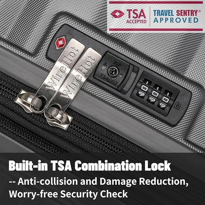 5-Piece Lightweight Luggage with Backpack Sets, ABS+PC Hard Shell Suitcase with TSA Lock & YKK Zipper (Grey, 20in/24in/28in/BP/TB)