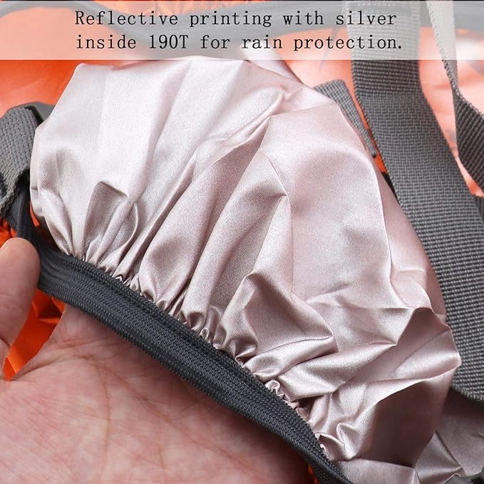 SING F LTD Safe Backpack Rain Cover 35L Reflective Cross Buckle Straps Waterproof Bag Cover with Storage Bag Outdoor Camping Travel Rainproof Orange