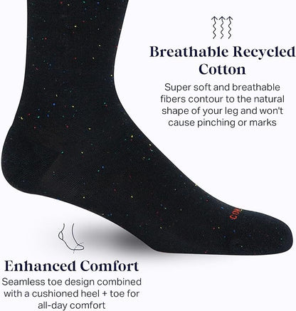 Comrad Recycled Cotton Knee High Socks - 15-20mmHg Graduated Compression Socks - Soft & Breathable Support Socks, Unisex