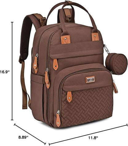 BabbleRoo Diaper Bag Backpack - Baby Essentials Travel Tote - Multi Function Water Resistant Diaper Bag, Travel Essentials Baby Bag with Changing Pad, Stroller Straps & Pacifier Case - Unisex, Brown