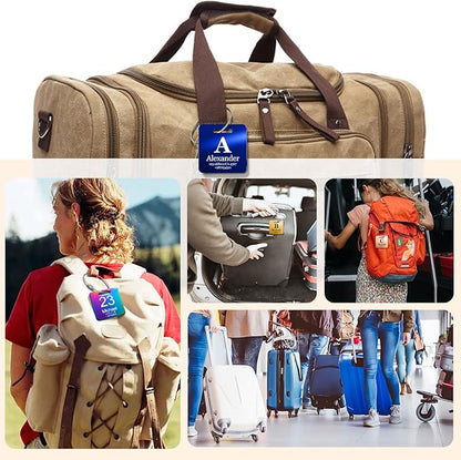 Customized Stainless Steel Luggage Tags: Personalize Your Suitcases, Backpacks, and Bags with Your Text - Custom Initial Text Name ID,Number(3 Pack)