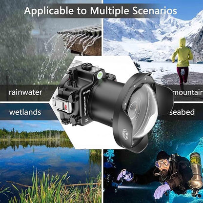 Seafrogs Underwater Housing for Canon EOS R50, 40M Waterproof Case with WA005A Long Dome Port Kit, Waterproof Scuba Diving Case for Canon R50+24-70mm f/2.8, EF 24-105mm f/4