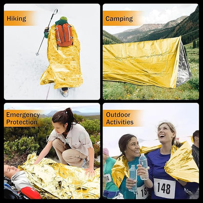 50 Pack Emergency Mylar Thermal Blankets - 82"x62" Waterproof Heat Reflective Blankets, Bulk Rescue Blanket for Survival, Camping, Marathons, Bug Out Bag, First Aid, Golden