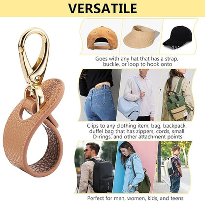 BAREFOOT CARIBOU Hat Clip for Travel, Hands-Free Bag, Backpack, Purse, and Hiking Gear Clip-on Holder Strap for Baseball, Snapback, and Ponytail Caps