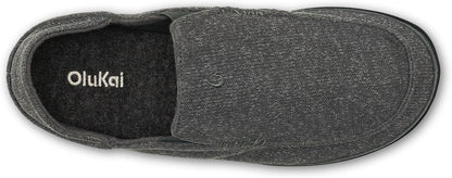 OLUKAI Moloa Hulu Men's Wool-Blend Slippers, Soft & Heathered Knit Slip On Shoes, Suede Leather Foxing, Drop-In Heel Design