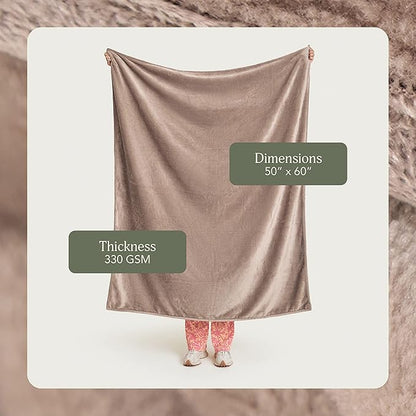 UnHide Lil Marsh Traveler - Travel Blanket - Faux Fur Blanket - Durable, Lightweight, Extra Soft Blanket - Mocha Shar Pei (50” x 60”)
