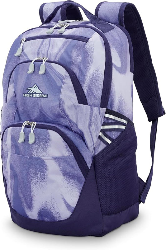 High Sierra Swoop SG Backpack, Travel or Work Laptop Bookbag with Drop Protection Pocket, and Tablet Sleeve, One Size, Purple Marble Swirl