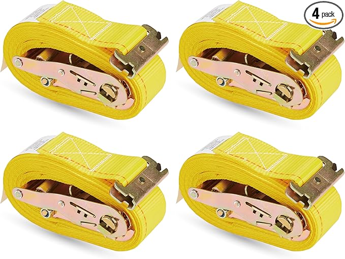 4 Pack E-Track Ratchet Straps 2" x 12' x 4,400 lbs Strength for Cargo Tie Down in Enclosed Trailer & Van by KODIAK STRAPS