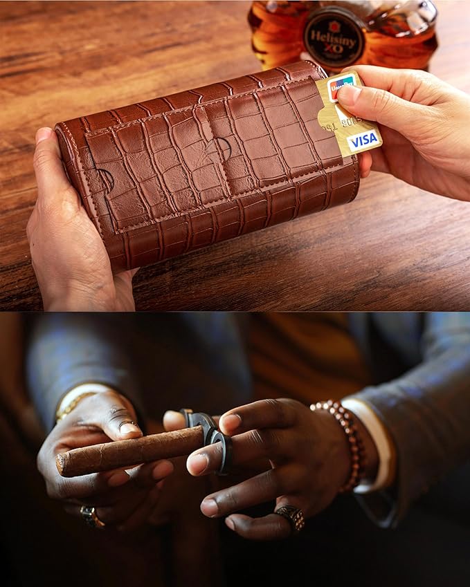 MR.OKAY 2 Watch Travel Case- Classic Leather Watch Case With Superb Texture.(Portable Watch Roll Or Organizer For Storage And Display).Festival Gift For Men, All Handcrafted By Artisans.
