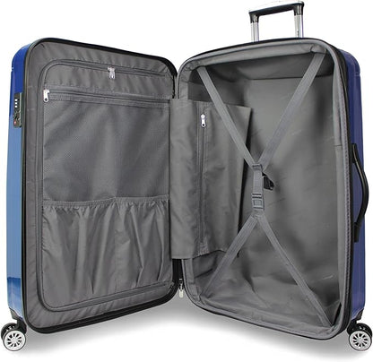 World Traveler Contour 28-Inch Polycarbonate Hardside Expandable Spinner Checked Luggage with TSA Lock - Blue