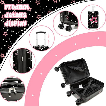 Kid's Luggage Set 2 Piece Suitcase Set Hardside Luggage with Spinner Wheels Girls Carry on Toddler Travel Rolling Suitcase with Neck Pillow Airline Approved