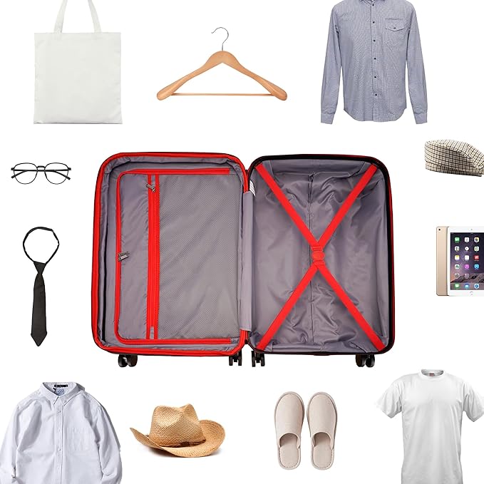 GinzaTravel ABS Luggage with TSA Locks,Large 28-Inch Expandable, and Friction-Resistant in Grey Spinner Suitcases