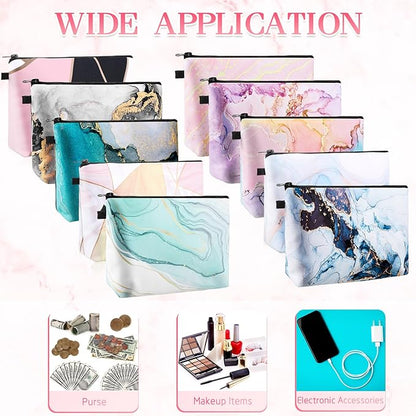 Dunzy 20 Pcs Makeup Bags Bulk Graduation Gift Cosmetic Bag Makeup with Zipper Pouch Waterproof Portable Travel Toiletry for Women Teacher Birthday Thanksgiving Christmas Gifts(Marble)